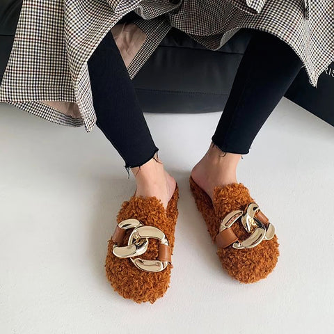 Santos Fur Loafer Mules