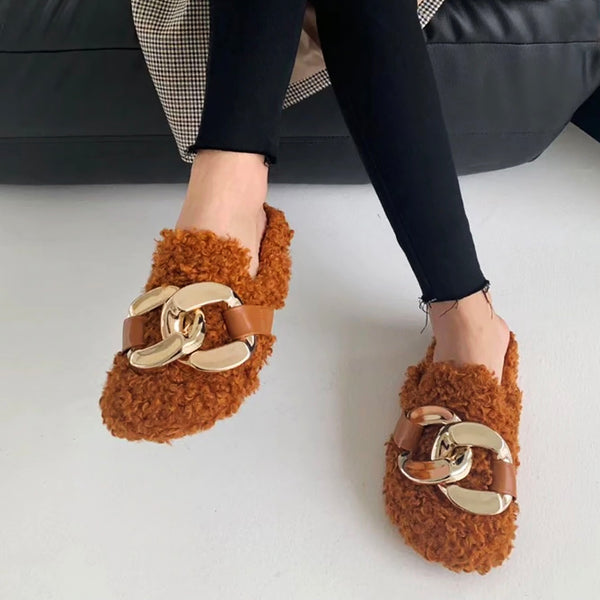 Santos Fur Loafer Mules