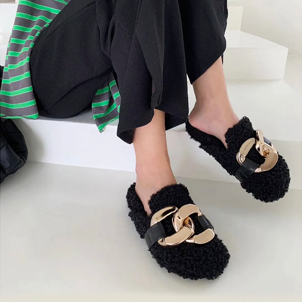 Santos Fur Loafer Mules